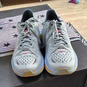 Hoka Men's Light Gray and Blue Athletic Shoes Great condition . Clean
